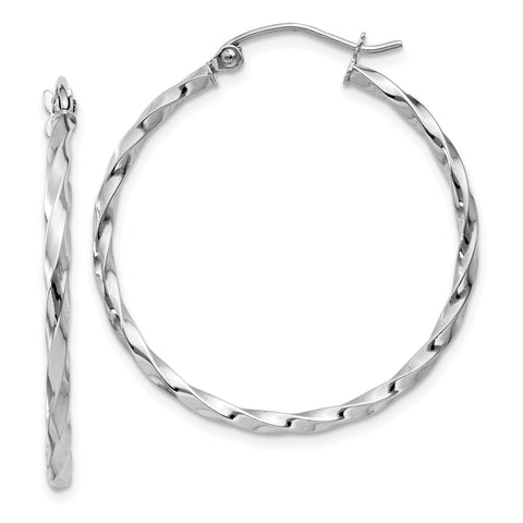 14k WG Twist Polished Hoop Earring TE567 - shirin-diamonds