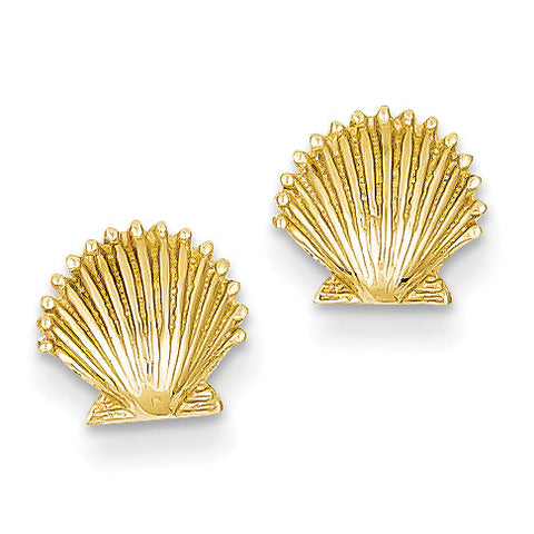 14k Scallop Shell Post Earrings TE633 - shirin-diamonds