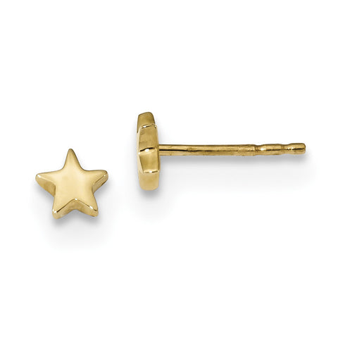 14k Gold Polished Star Post Earrings TE651 - shirin-diamonds