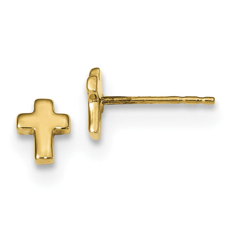 14k Gold Polished Cross Post Earrings TE664 - shirin-diamonds