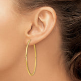 14K Yellow Gold Diamond Cut Square Tube Endless Hoop Earrings
