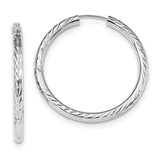 14k White Gold Polished & D/C Endless Hoop Earrings TF1007W - shirin-diamonds
