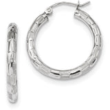 14k White Gold Polished, Satin & D/C Hoop Earrings TF1011W - shirin-diamonds