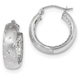 14k White Gold Polished, Satin & D/C In/Out Hoop Earrings TF1047W - shirin-diamonds
