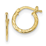 14k Gold D/C and Polished Hoop Earrings TF1049 - shirin-diamonds