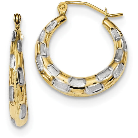 14k & Rhodium Polished, Satin & D/C Hoop Earrings TF1084 - shirin-diamonds
