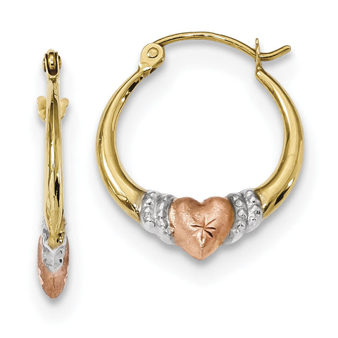 14k Tri-color Polished, Satin & D/C Hoop Earrings TF1237 - shirin-diamonds