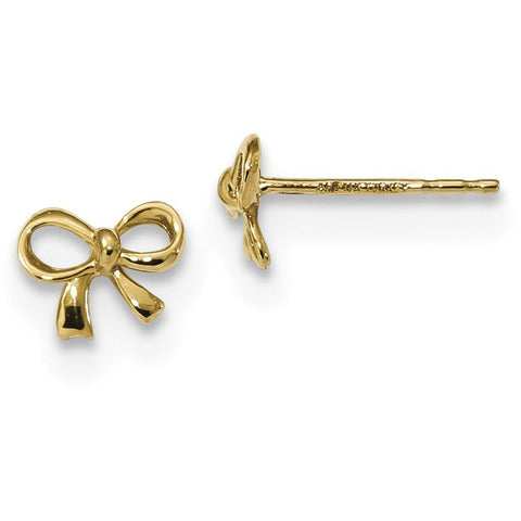 14k Gold Polished Bow Post Earrings TF1271 - shirin-diamonds