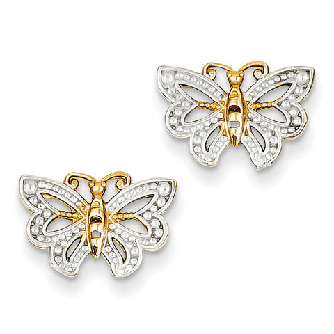 14k & Rhodium Butterfly Post Earrings TF403 - shirin-diamonds