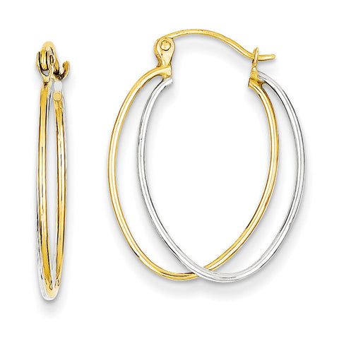 14K Two Tone Hoop Earrings TF462 - shirin-diamonds