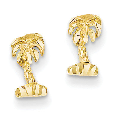 14K Diamond-cut Palm Tree Earrings TF543 - shirin-diamonds