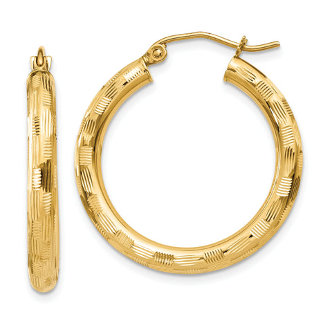 14k Textured Hoop Earrings TF554 - shirin-diamonds