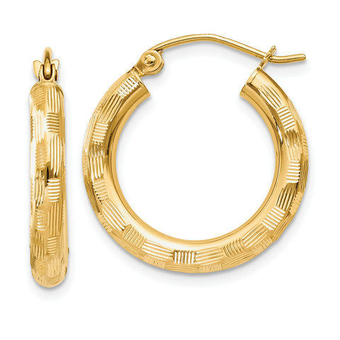 14k Textured Hoop Earrings TF555 - shirin-diamonds