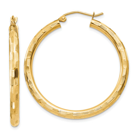 14k Textured Hoop Earrings TF557 - shirin-diamonds