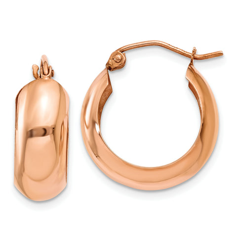14k Rose Gold Hoop Earrings TF572 - shirin-diamonds