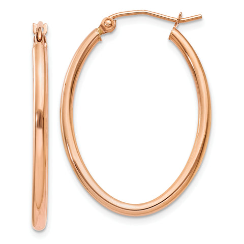 14k Rose Gold Oval Hoop Earrings TF594 - shirin-diamonds