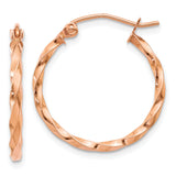 14k Rose Gold Twisted Hoop Earrings TF604 - shirin-diamonds