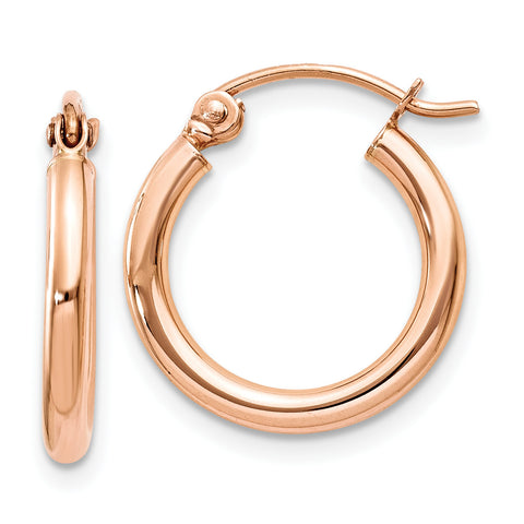 14k Rose Gold Light Weight Hoop Earrings TF652 - shirin-diamonds