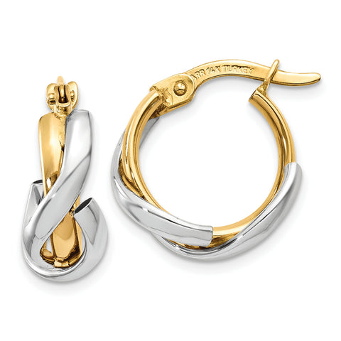 14K Two-Tone Polished Fancy Hoop Earrings TF661 - shirin-diamonds
