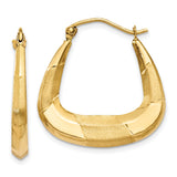 14k Polished, Satin and Diamond-cut Hoop Earrings TF719 - shirin-diamonds