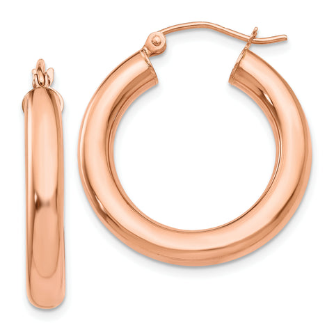 14k Rose Gold Polished Tube Hoop Earrings TF825 - shirin-diamonds
