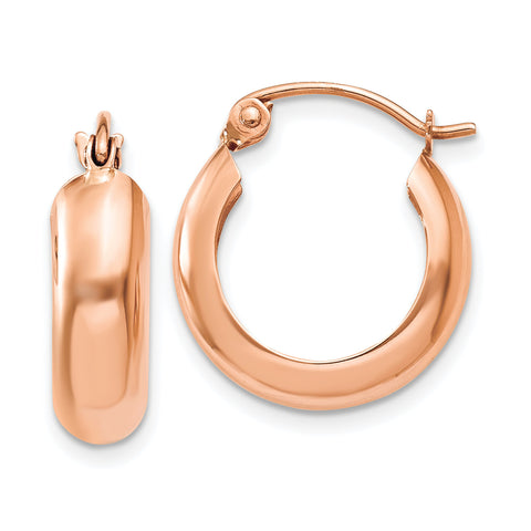 14k Rose Gold Polished Bangle Small Hoop Earrings TF968 - shirin-diamonds