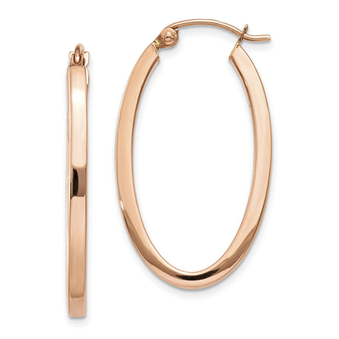 14k Rose Gold Polished Oval Tube Hoop Earrings TF971 - shirin-diamonds