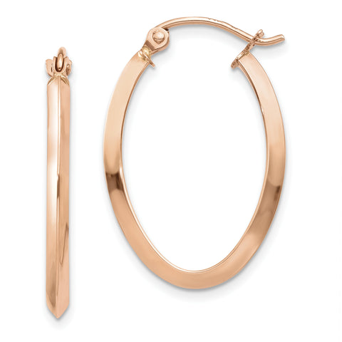 14k Rose Gold Polished Oval Tube Earrings TF973 - shirin-diamonds