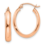 14k Rose Gold Polished Oval Tube Hoop Earrings TF974 - shirin-diamonds
