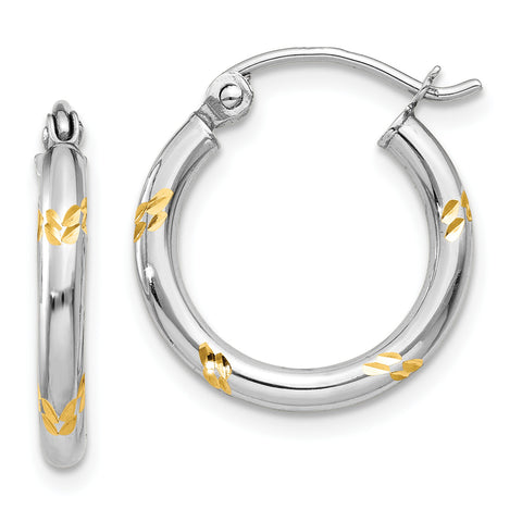 14k White Gold & Rhodium Hoop Earrings TH187 - shirin-diamonds