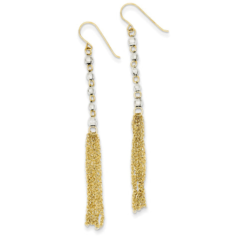 14K Two-tone Bead Tassel Earrings TH554 - shirin-diamonds