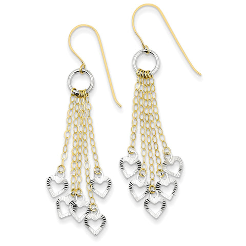 14K Two-tone Circle 5 Heart Earrings TH578 - shirin-diamonds