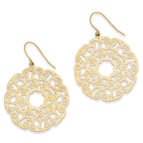 14K Fancy Lace Filigree Dangle Earrings TH589 - shirin-diamonds