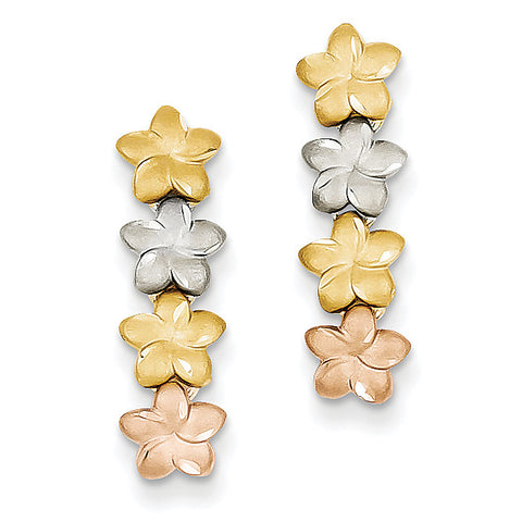 14K Tri-Color Plumeria Earrings TH616 - shirin-diamonds