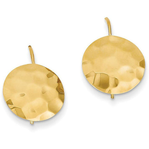 14k Hammered Circle Disc Earrings TH650 - shirin-diamonds