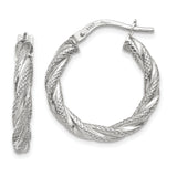 14K White Gold Twisted Textured Hoop Earrings TH690 - shirin-diamonds