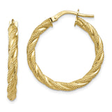 14K Twisted Textured Hoop Earrings TH694 - shirin-diamonds