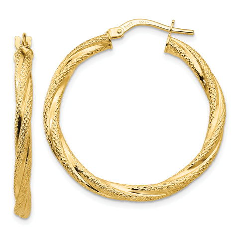 14K Twisted Textured Hoop Earrings TH695 - shirin-diamonds