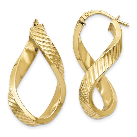 14K Twisted Textured Oval Hoop Earrings TH731 - shirin-diamonds