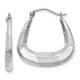 14k White Gold Polished, Satin and Diamond-cut Hoop Earrings TH780 - shirin-diamonds