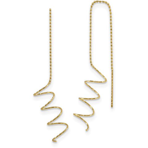 14k Polished Diamond-cut Spiral Threader Earrings TH951 - shirin-diamonds