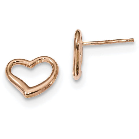 14k Rose Gold Polished Heart Post Earrings TH969 - shirin-diamonds