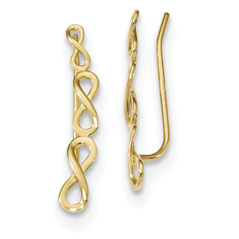 14k Gold Polished Infinity Ear Climber Earrings TH977 - shirin-diamonds