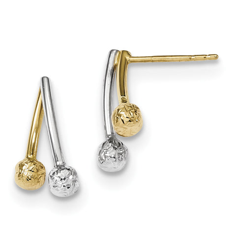14k Two-tone Polished and Textured Post Earrings TL1005 - shirin-diamonds