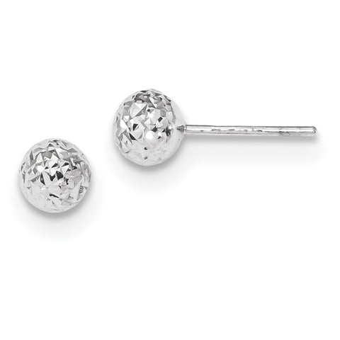 14k White Gold D/C 6mm Ball Post Earrings TL1027W - shirin-diamonds