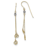 14k Two-tone Polished D/C Love Knot Dangle Shepherd Hook Earrings TL1040 - shirin-diamonds