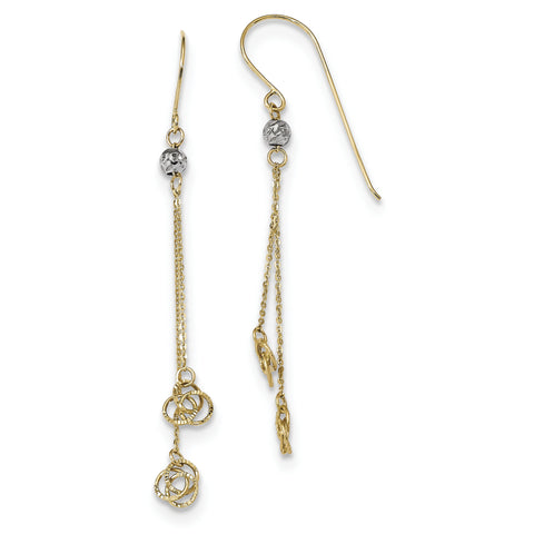 14k Two-tone Polished D/C Love Knot Dangle Shepherd Hook Earrings TL1040 - shirin-diamonds