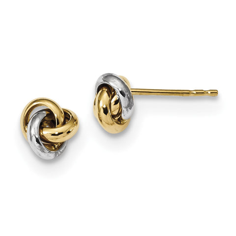 14k Two-Tone Polished Love Knot Post Earrings TL1047TT - shirin-diamonds