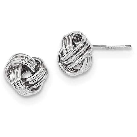 14k White Gold Polished Triple Love Knot Post Earrings TL1050W - shirin-diamonds