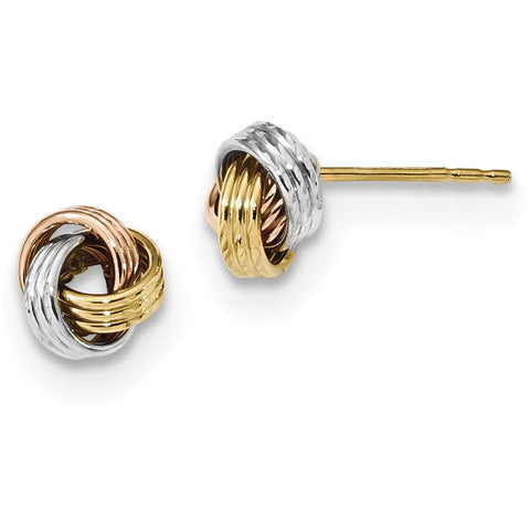 14k Tri-Color Polished Love Knot Post Earrings TL1053 - shirin-diamonds